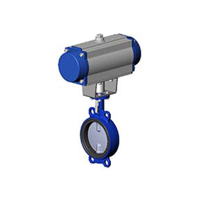 Válvula mariposa wafer – cuerpo fundición  dúctil – mariposa inox 316 – controlado por actuador neumatico simple efecto